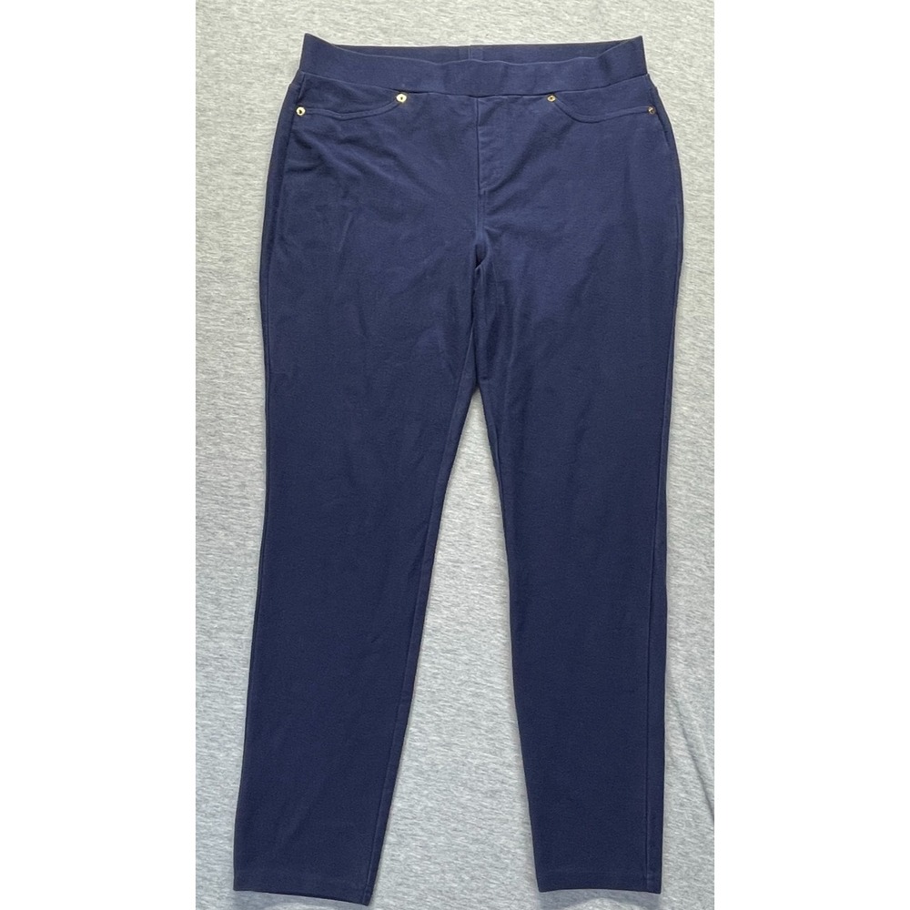 Michael Kors Ankle Pants Womens XL Navy Blue Casual Stretch Skinny Leg Pull On